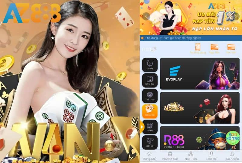 Chọn vào mục "Game Bài"