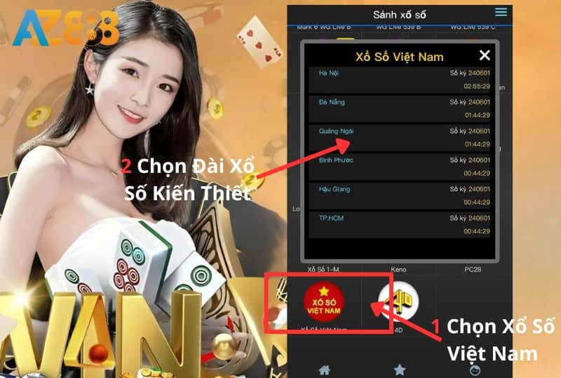 Tại sảnh chơi WINNER chọn “xổ số Việt Nam”